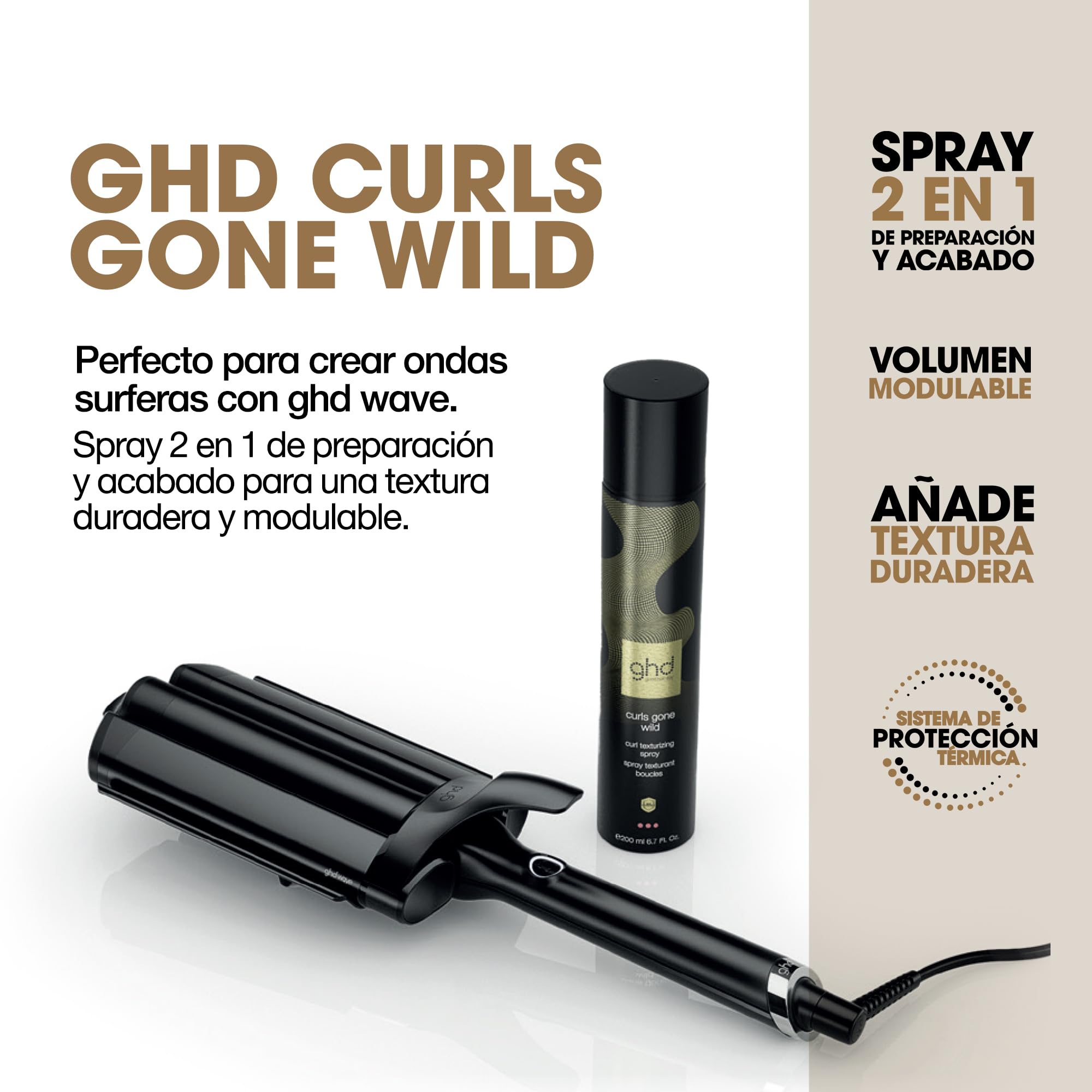 ghd Spray Texturizador Ondas y Rizos Volumen Brillo Natural Protección Térmica 200ml