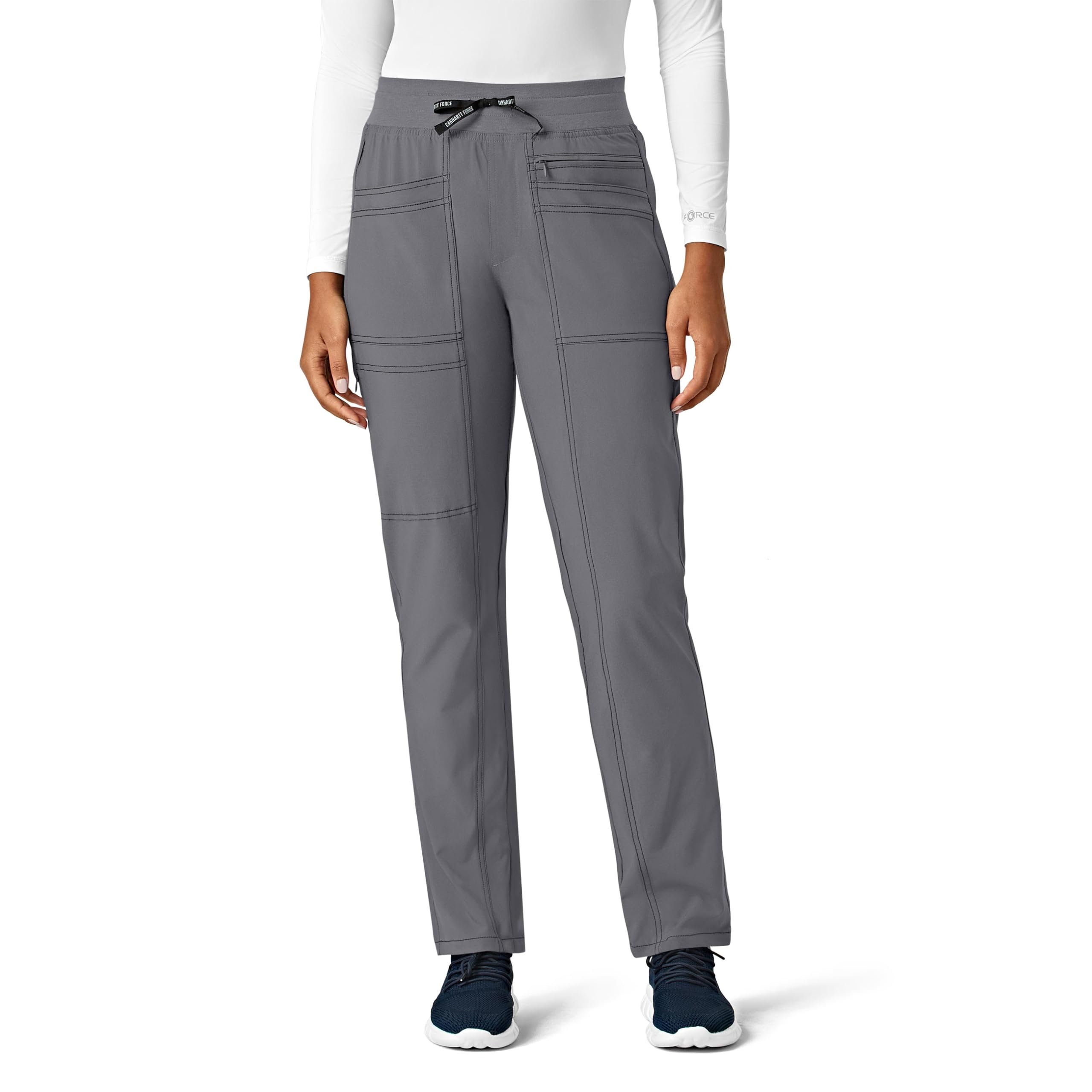 Carhartt Cross-Flex Scrubs for Women, Slim Leg Scrub Pants Pewter
