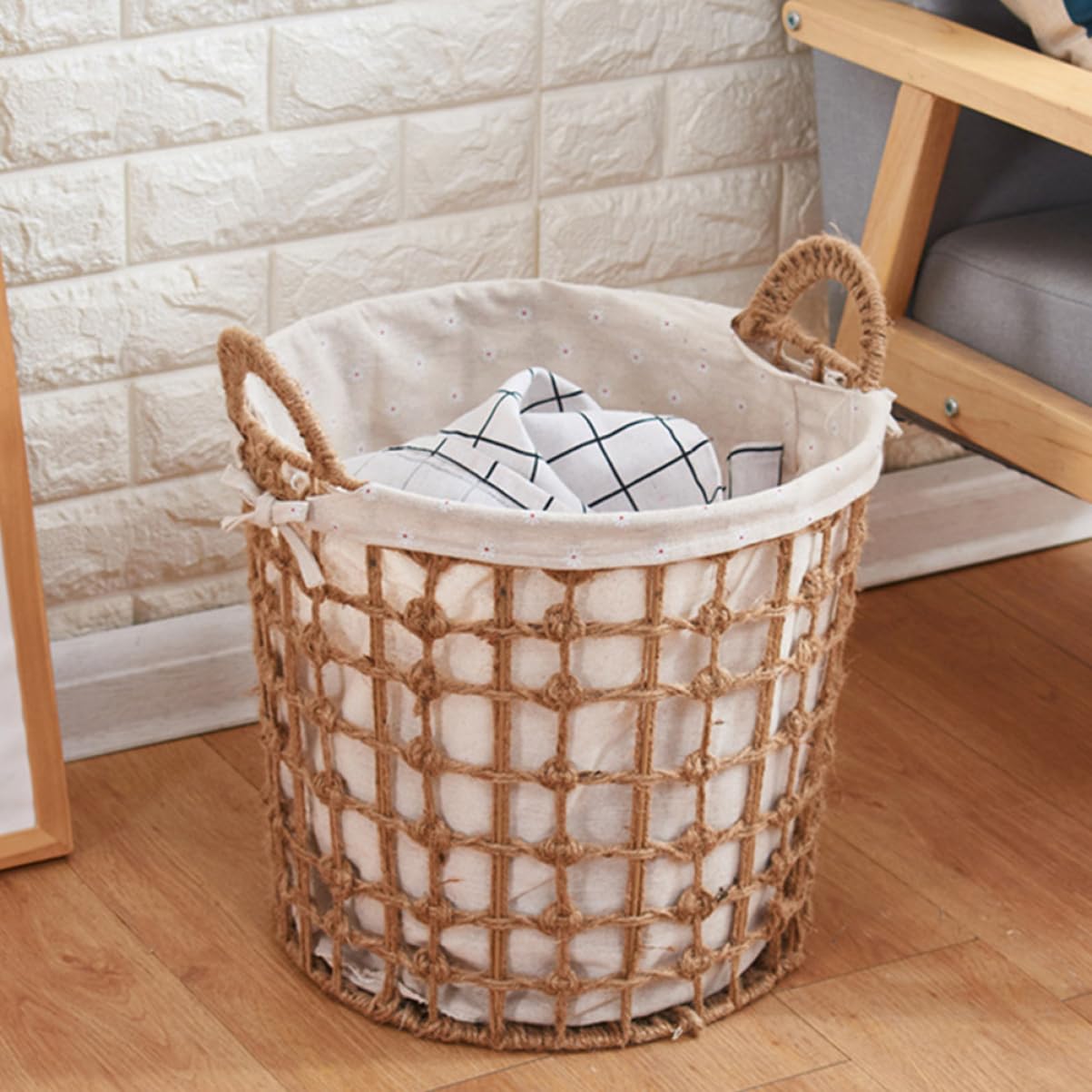 TOPBATHY Moderner Aufbewahrungskorb aus Baumwoll und Hanfseil mit Griff für Einfaches Aufhängen Quadratisch und Rund für Kinderzimmer und Schrankorganisation