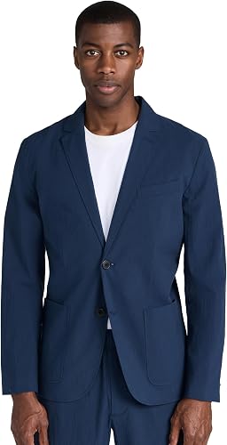 Club Monaco Men's Seersucker Blazer, Navy Mix/Bleu Marine, Blue, 38