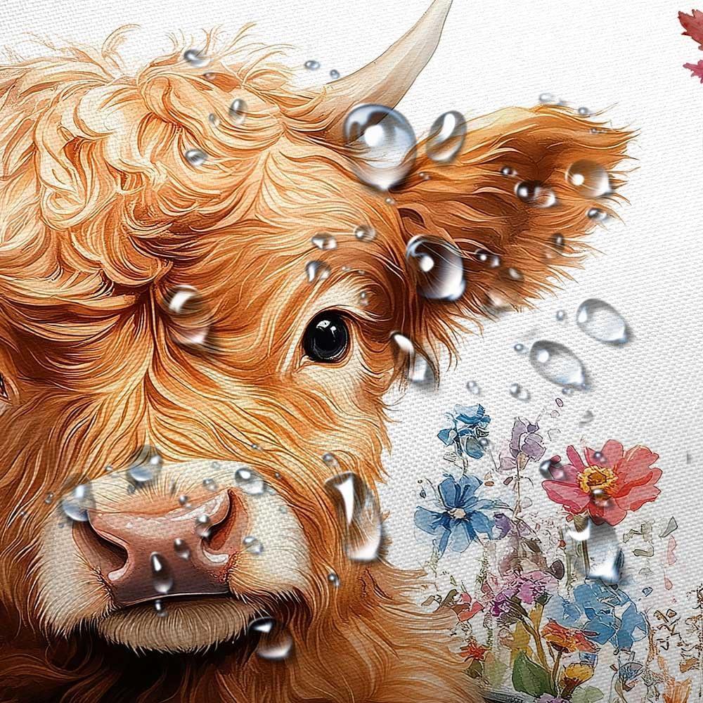JAWO Fall Cow Shower Curtain, Autumn Thanksgiving Pumpkin Farmhouse Funny Highland Cow Shower Curtains for Bathroom, Cute Farm Animal Bathroom Decor, with Hooks, Surreal Bathroom Curtain, 70X70IN