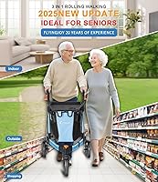 Vista 2 de Andadores de 3 ruedas para personas mayores, 2025 nuevo andador plegable ultraligero para ancianos, cesta extra ancha para personas mayores