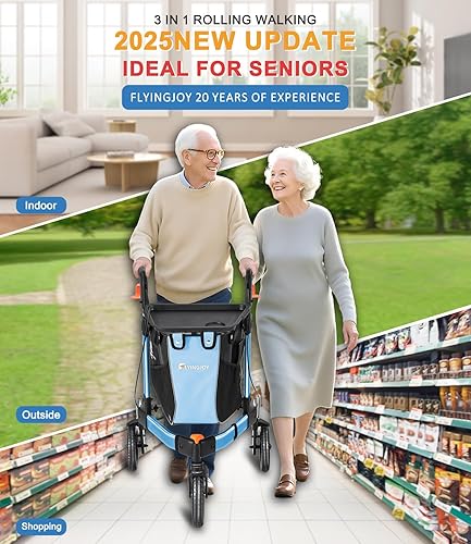 Miniatura 2 de Andadores de 3 ruedas para personas mayores, 2025 nuevo andador plegable ultraligero para ancianos, cesta extra ancha para personas mayores