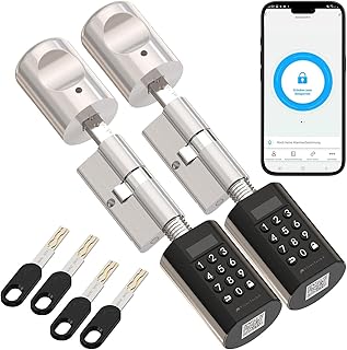 VisorTech Zylinder: 2er-Set Elektronischer Tür-Schließzylinder, PIN-Code, 2 Schlüssel, App (Elektronisches Türschloss außen, Türschloss-Zylinder mit Knauf, Handy)