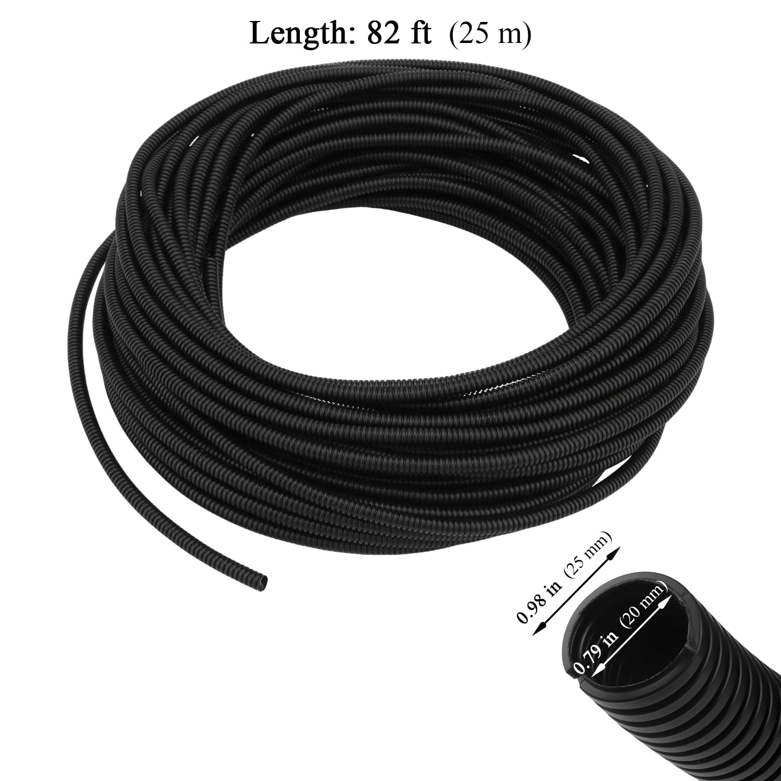 MUKSEUT Tubo corrugado flexible de 25 m, diámetro interior de 20 mm x 25 mm de diámetro exterior, manguera protectora de alambre para tubería de cableado de coche, troncal, cable de electrodomésticos
