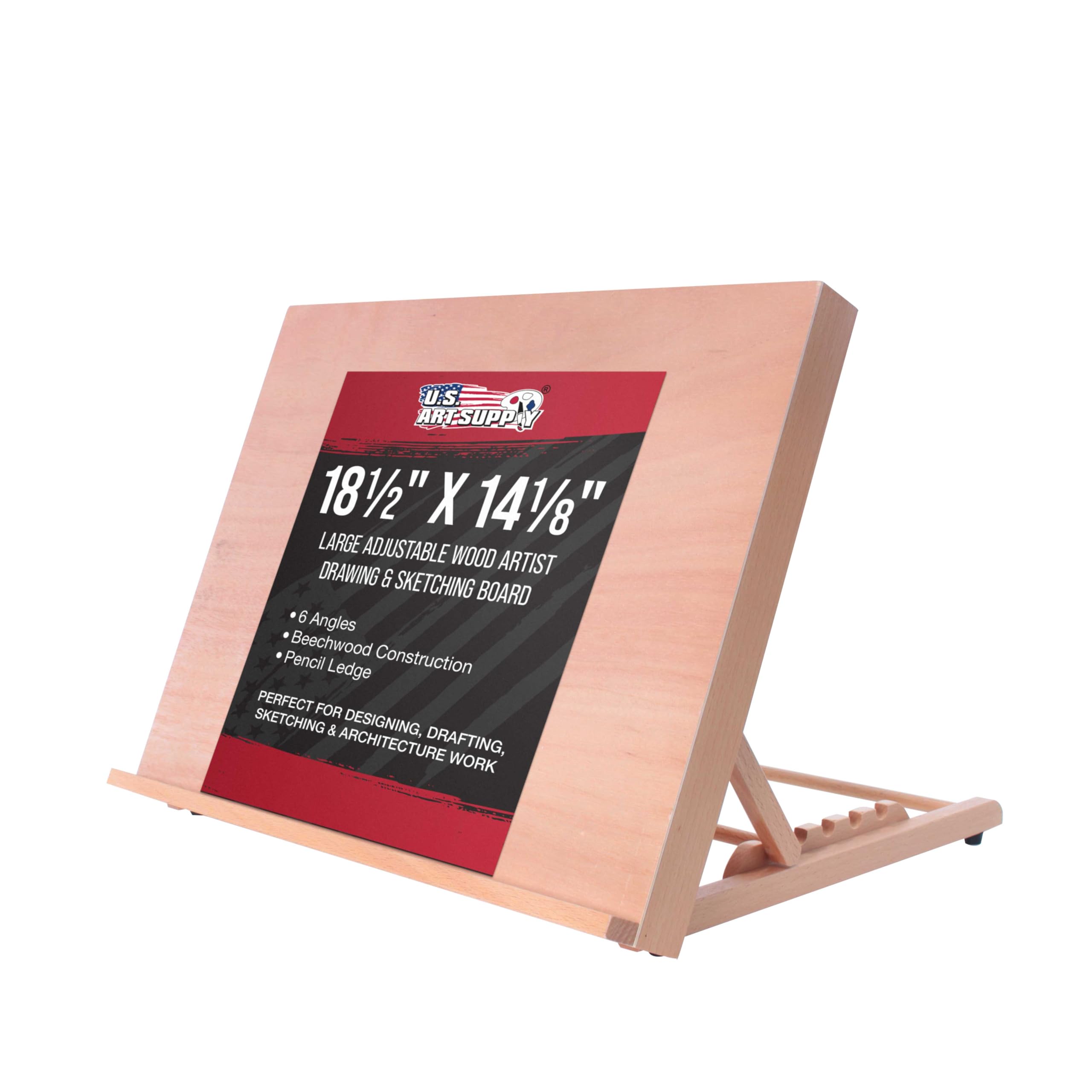 U.S. Art Supply Large 18-1/2" Wide x 14-1/8" (A3) Tall Artist Adjustable Wood Drawing Board