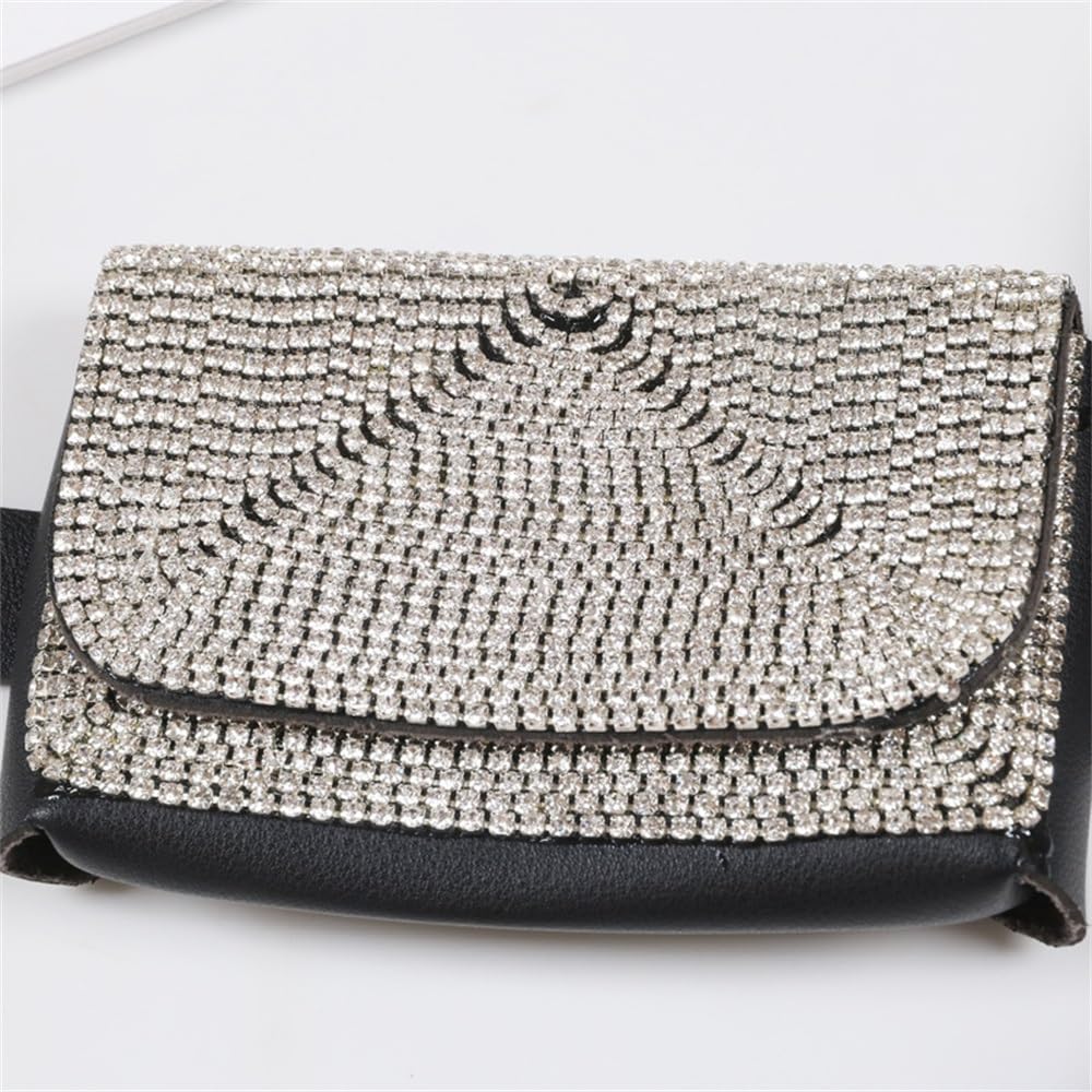 Gürteltasche für Damen Damen Strass Mini Kompakte Hüfttasche PU Leder Gürtel Hüfttasche