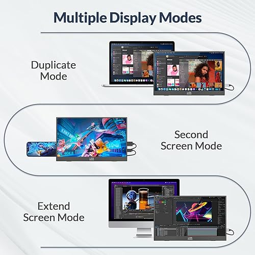 Miniatura 7 de LR Monitor portátil, 15.6 pulgadas, 1080P FHD USB-C HDMI, pantalla IPS HDR ultradelgada con cubierta y altavoz integrado, monitor de viaje para