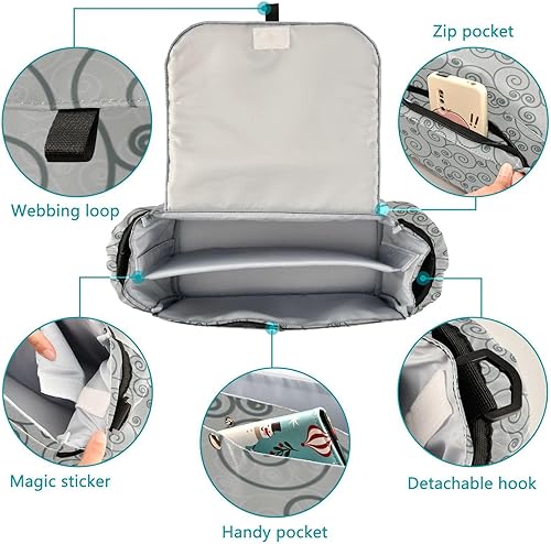 Miniatura 2 de organizer for stroller Abstract Geometric Swirl Gray diaper caddy With Non-Slip Shoulder Strap & Stroller accesorios para carriolas de
