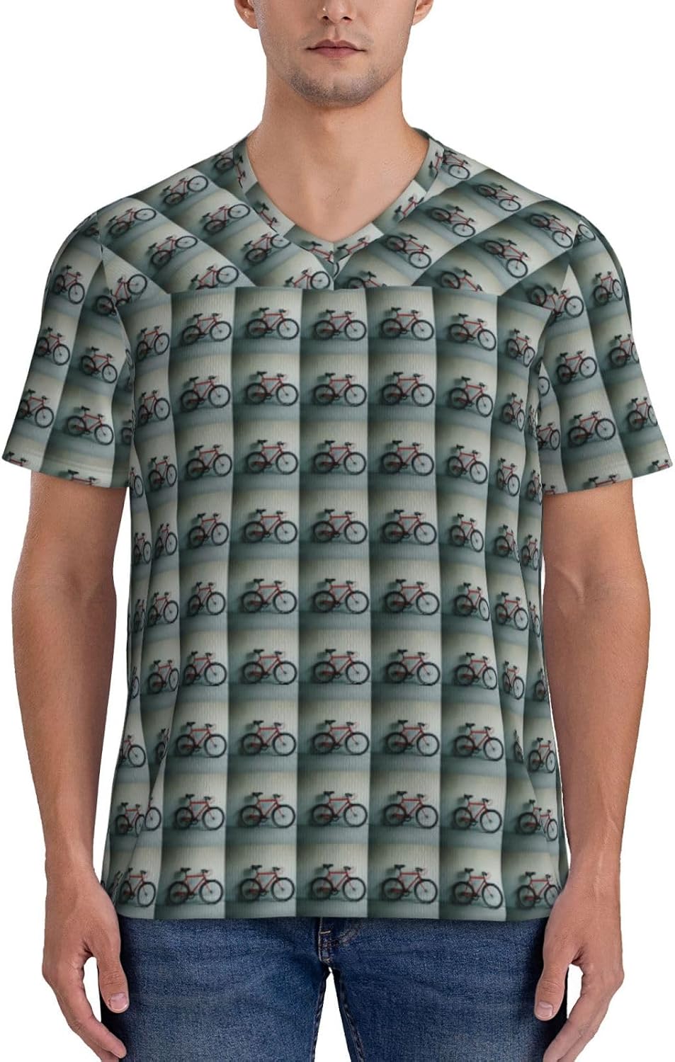 Retro Bicycle Pattern Print Men's Football Jersey Breathable Training Match Soccer Shirt Athletic Casual Wear