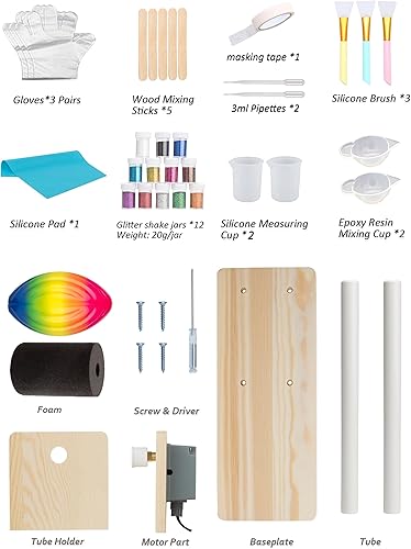 Miniatura 2 de Kit completo de girador de tazas con girador de vaso, resina epoxi, tinte de resina epoxi líquida, polvo de purpurina, vaso de acero inoxidable