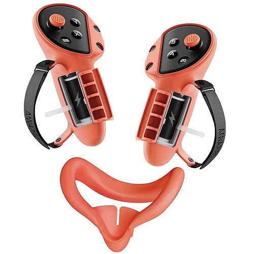 ANNAPRO Controller Grips Cover for Meta Quest 3, with Adjustable Knuckle Strap and Battery Opening Protector, Silicone Face Pad Cover & Joystick