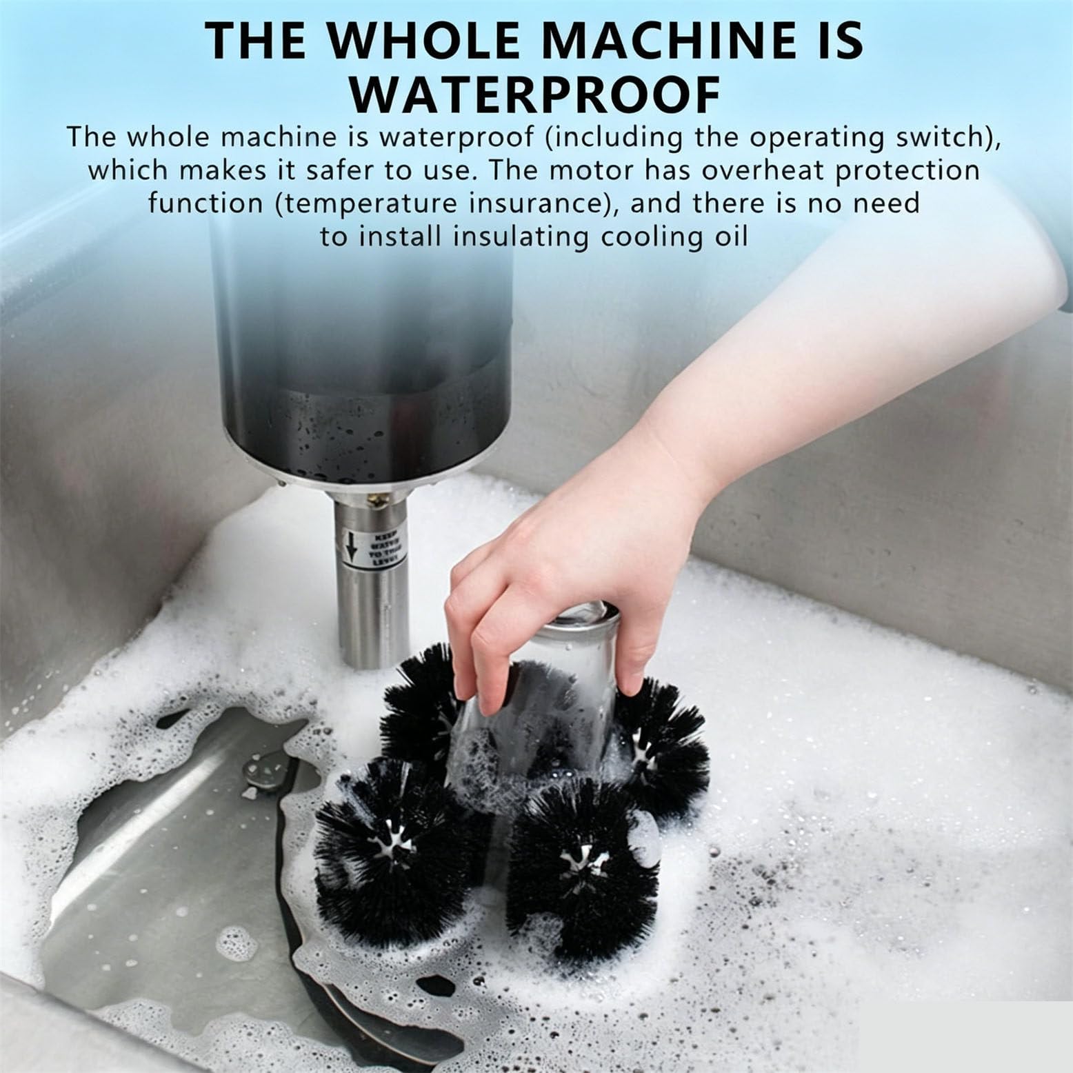 Lavabicchieri Professionale, Macchina elettrica a 5 spazzole e 240 Giri/min per la Pulizia di Bicchieri da Vino, Ideale per Bar, ristoranti e caffetterie - Lavabicchieri Professionale