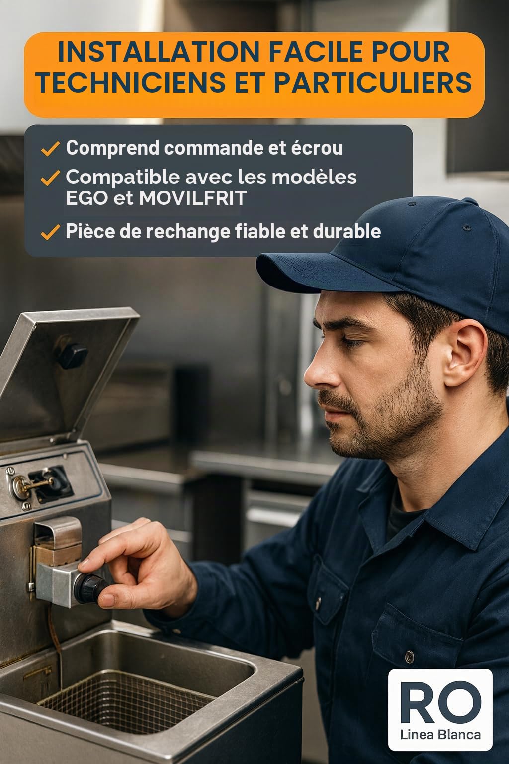 RO - Linea Blanca ® - Thermostat sécurité friteuse 240° capillaire 1000 mm 16 A avec réarmement