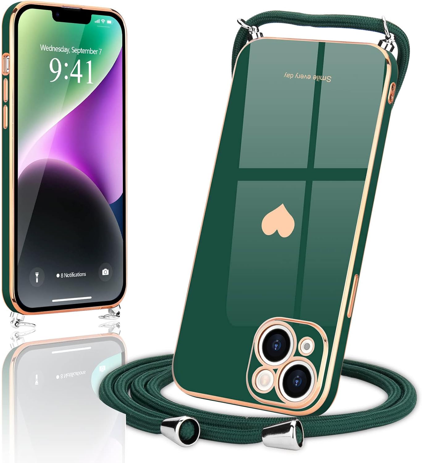 Custodia Con Cordino Per IPhone 14 - Silicone, Protezione Fotocamera, Nero - Foto 12