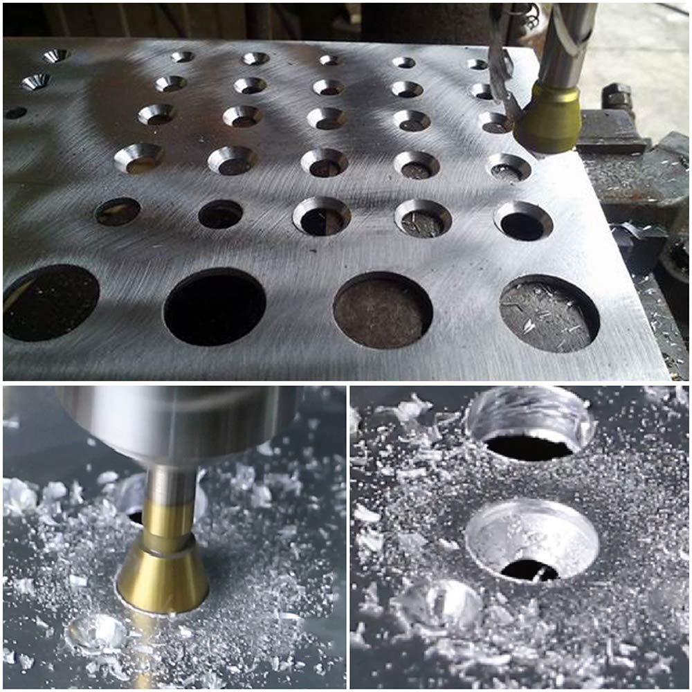 Broca avellanadora de Cobalto, Broca avellanadora con Orificio, Juego de 4 Brocas para desbarbar y chaflanar, Brocas para Madera, Metal y plástico, 2-5 mm, 5-10 mm, 10-15 mm, 15-20 mm