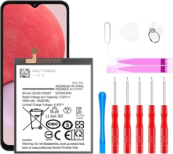 Galaxy A13 Battery,EB-BA136ABY5000mAh Replacement Battery for Samsung Galaxy A13 5G SM-A136U SM-A136U1 SM-A136W with Repair Kit