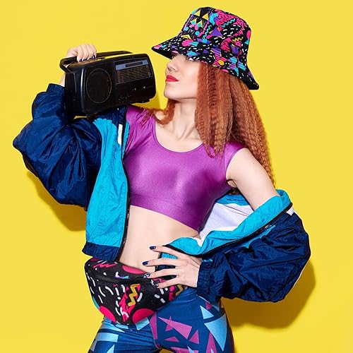 Miniatura 5 de JenPen Juego de 2 sombreros tipo cangurera de los años 80 y 90 para hombres y mujeres, accesorios retro para fiestas deportivas de verano