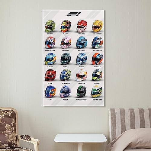 Miniatura 7 de YLJAPOS Póster de casco de coche de carreras Fórmula 1 F1 para amantes de los coches de carreras, lienzo de regalo, arte de pared, pintura
