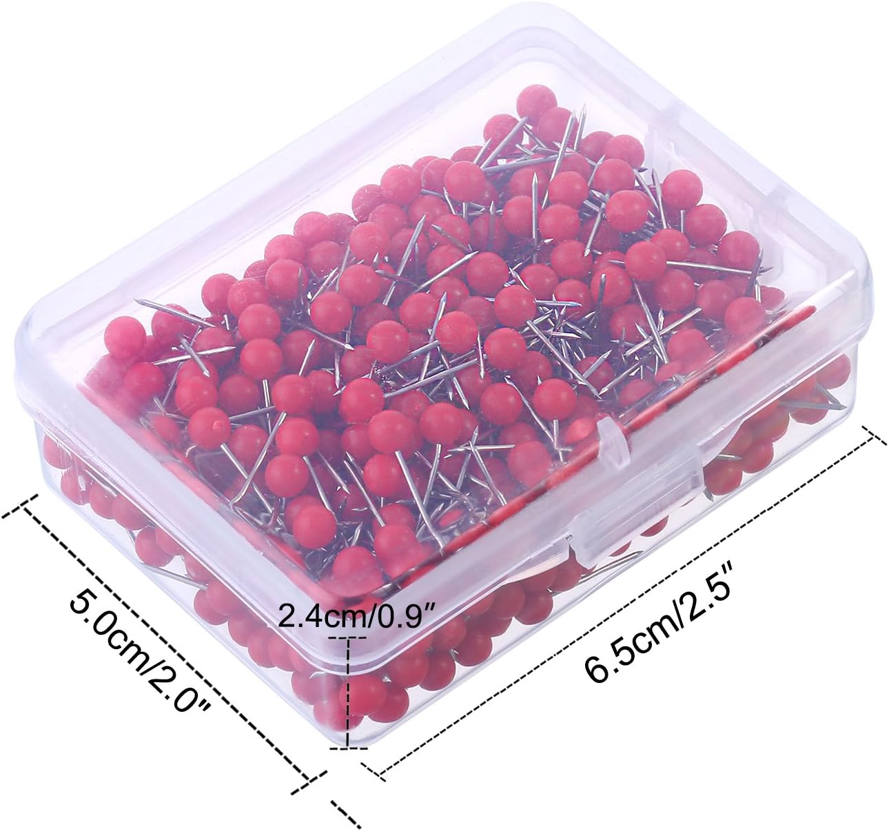 500 Pack Map Push Pins Map Tacks 1/8 Inch Small Size (Red)