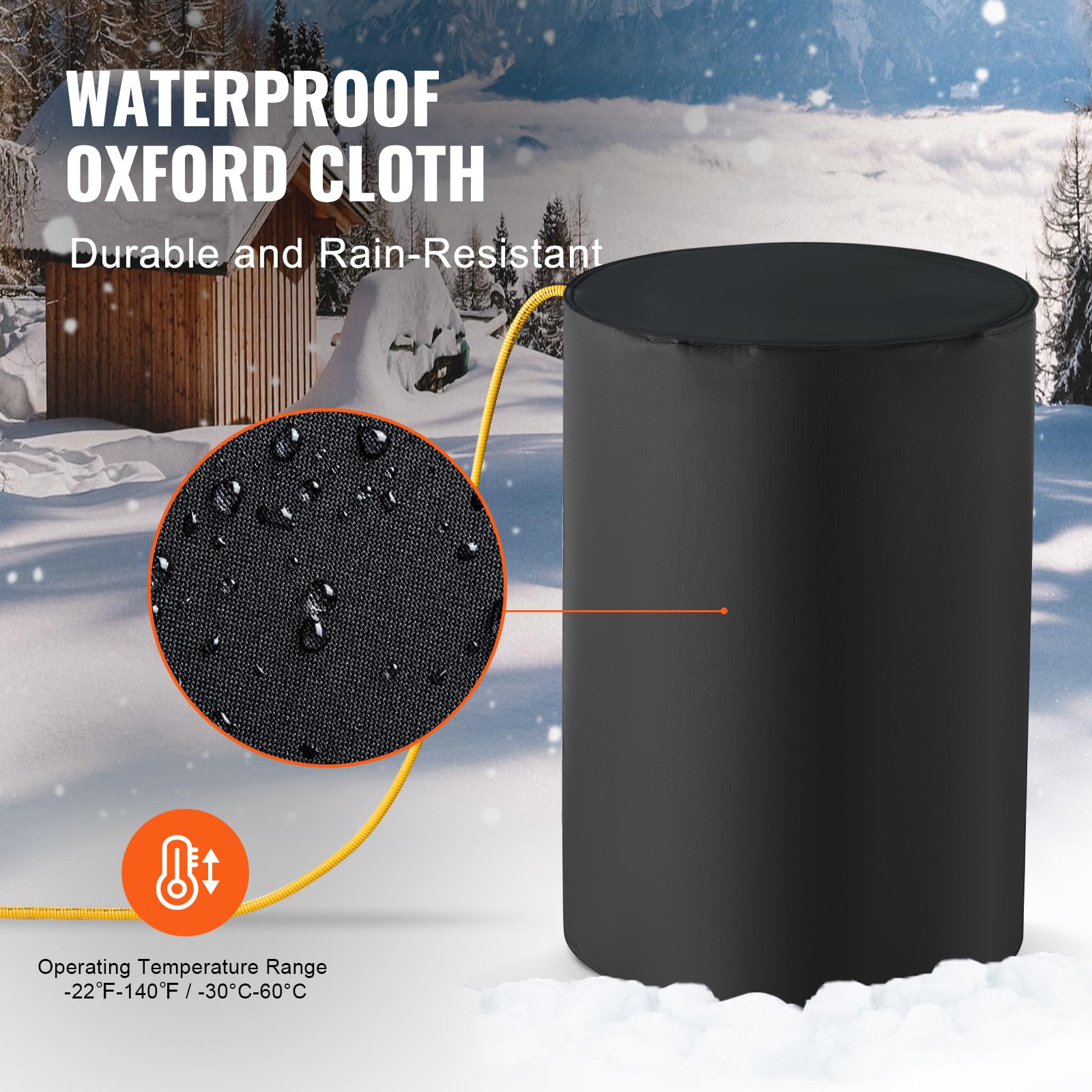 VEVOR Calentador de Tambor 1300 W Cinturón Calefactor para Tambor de 55 galones -17,78~62,78 °C con Termostato Independiente Manta Calefactora Alta Eficiencia para Barriles Tela Oxford Impermeable