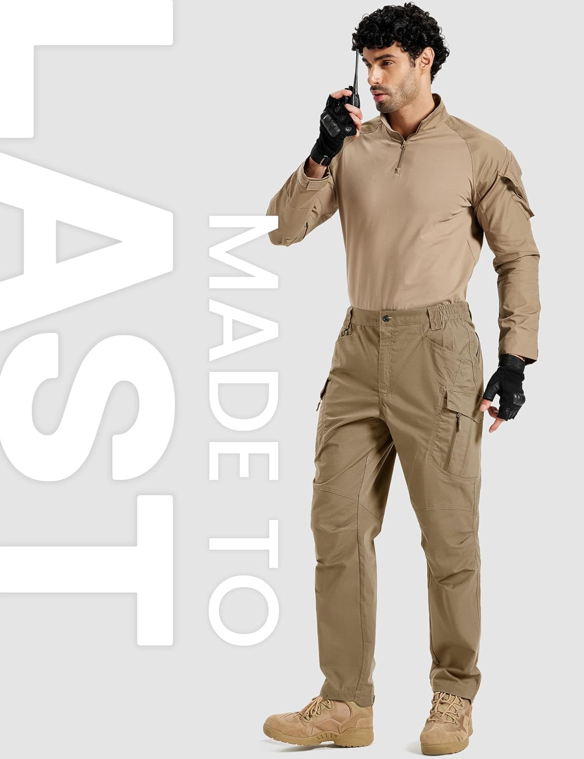 TACVASEN Men's Tactical Pants 9 Pockets Cargo Hiking Pants Lightweight Work Pants for Men Construction Water Resistant - Image 6