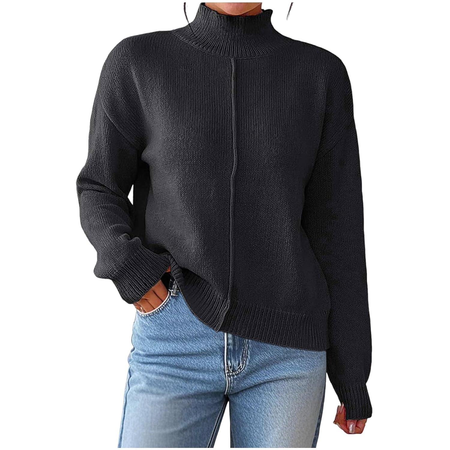 Turtleneck Sweaters for Women 2025 Fall Winter Long Sleeve Knit Pullover Casual Basic Sweater for Women