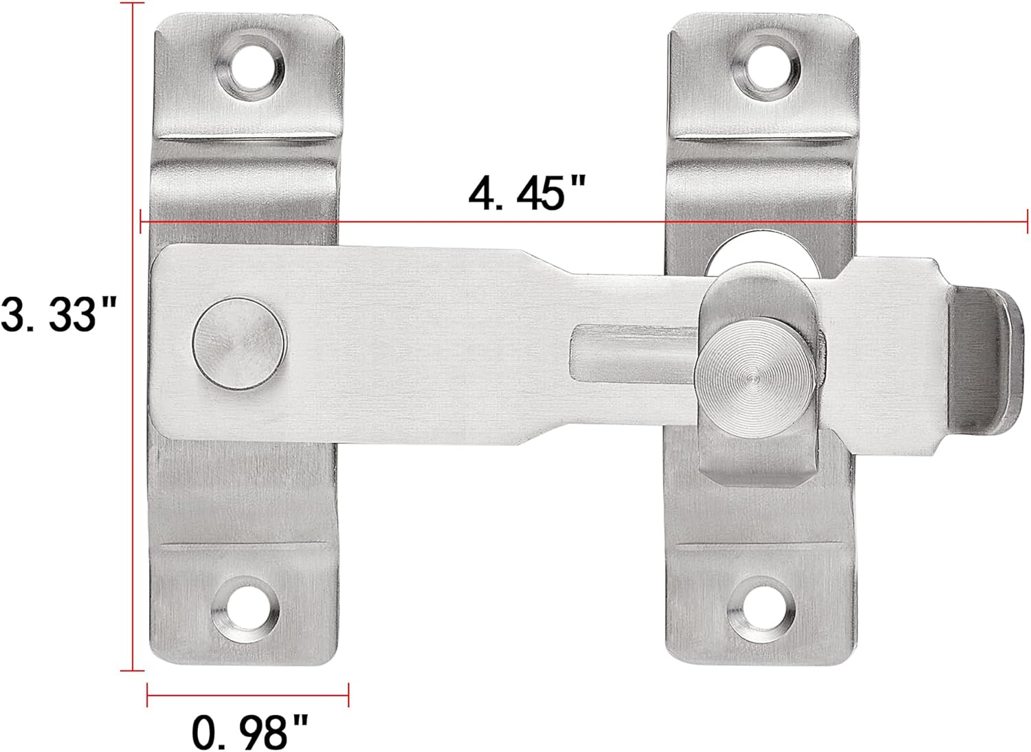 2 Packs Barn Door Latches，4.33”x 3.23” Brushed Nickel Stainless Steel barn gate flip Door Latch Bi-fold Door Lock,Sliding Door Antique Lock Gate Latches Wine Cabinet Closet Door Latches