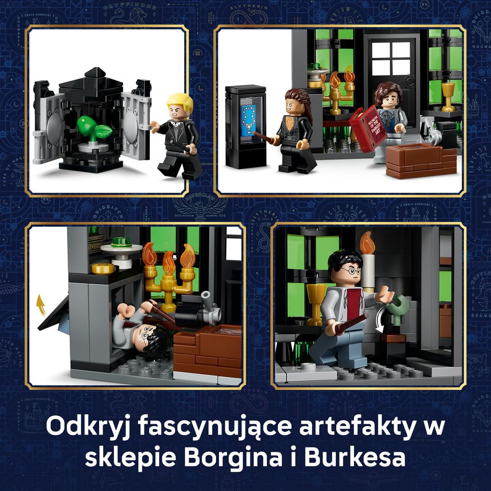LEGO Harry Potter Magiczne sklepy na ulicy Śmiertelnego Nokturnu 76471 | Modele sklepów, zestaw z figurkami, prezent dla fana Harry’ego Pottera 8+, zestaw klocków dla dzieci, 788 elementów