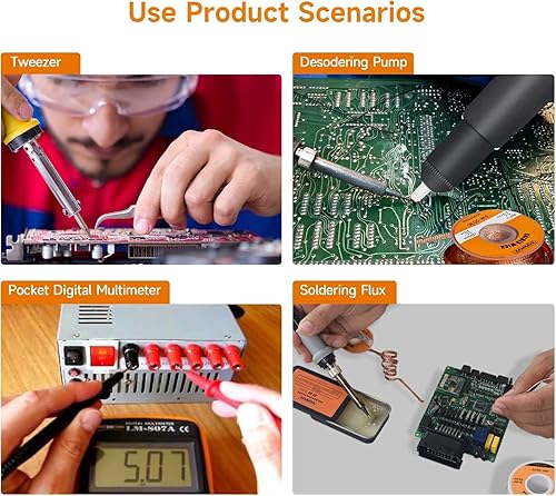 Miniatura 33 de TOWOT Mecha de soldadura, alambre de soldadura y ventosa de soldadura utilizada para quitar la soldadura y desmontar componentes eléctricos, trenza