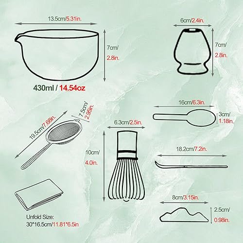 Miniatura 3 de Juego de batidor de matcha, juego de cerámica para matcha que incluye cuenco matcha, batidor de matcha y soporte, kit de 8 piezas para amantes