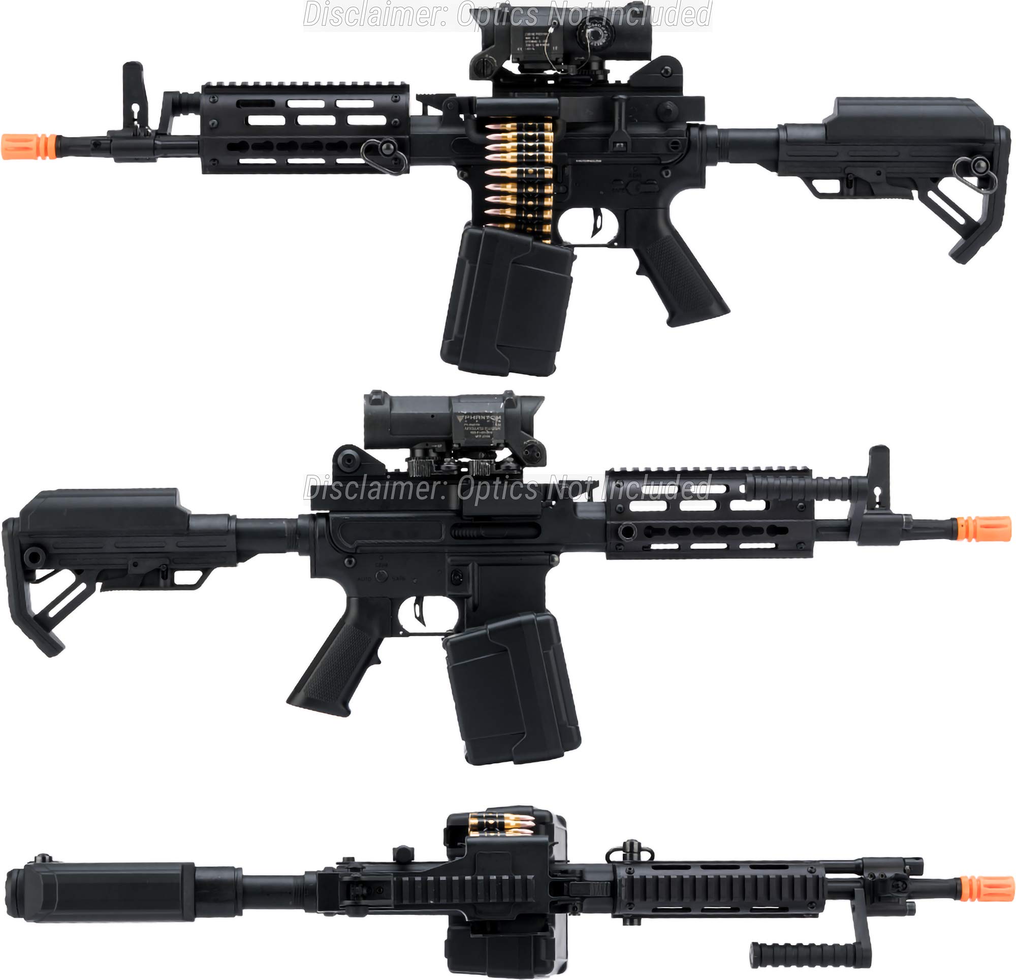 Evike Airsoft - Matrix Golden Eagle AR LMG AEG Airsoft LMG (Length: 12.5" / Black)