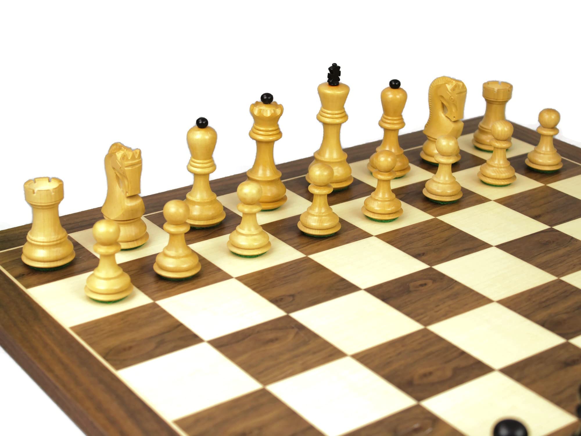 Set di scacchi in legno con tavola in noce da 20 pollici ponderata in ebano Zagabria Staunton pezzi da 9,75 cm