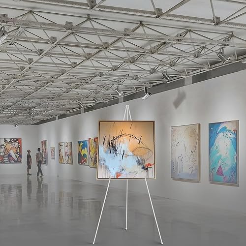 Miniatura 5 de Paquete de 2 soportes de caballete blanco de 63 pulgadas para letrero de boda, exhibición y póster, soporte de cartel para exhibición, caballete de