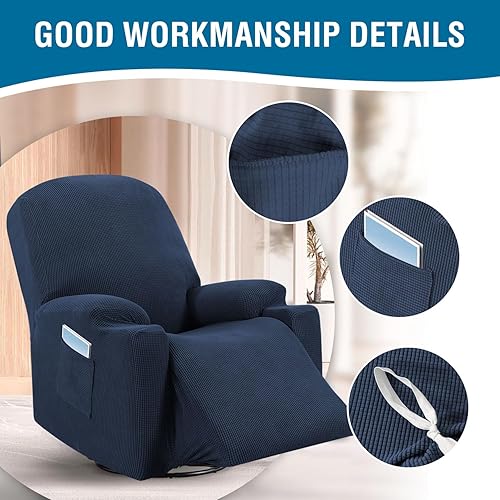 Miniatura 4 de H.VERSAILTEX Funda elástica para sillón reclinable, funda para silla reclinable de elevación eléctrica, ajustable estándar, grande, con bolsillo