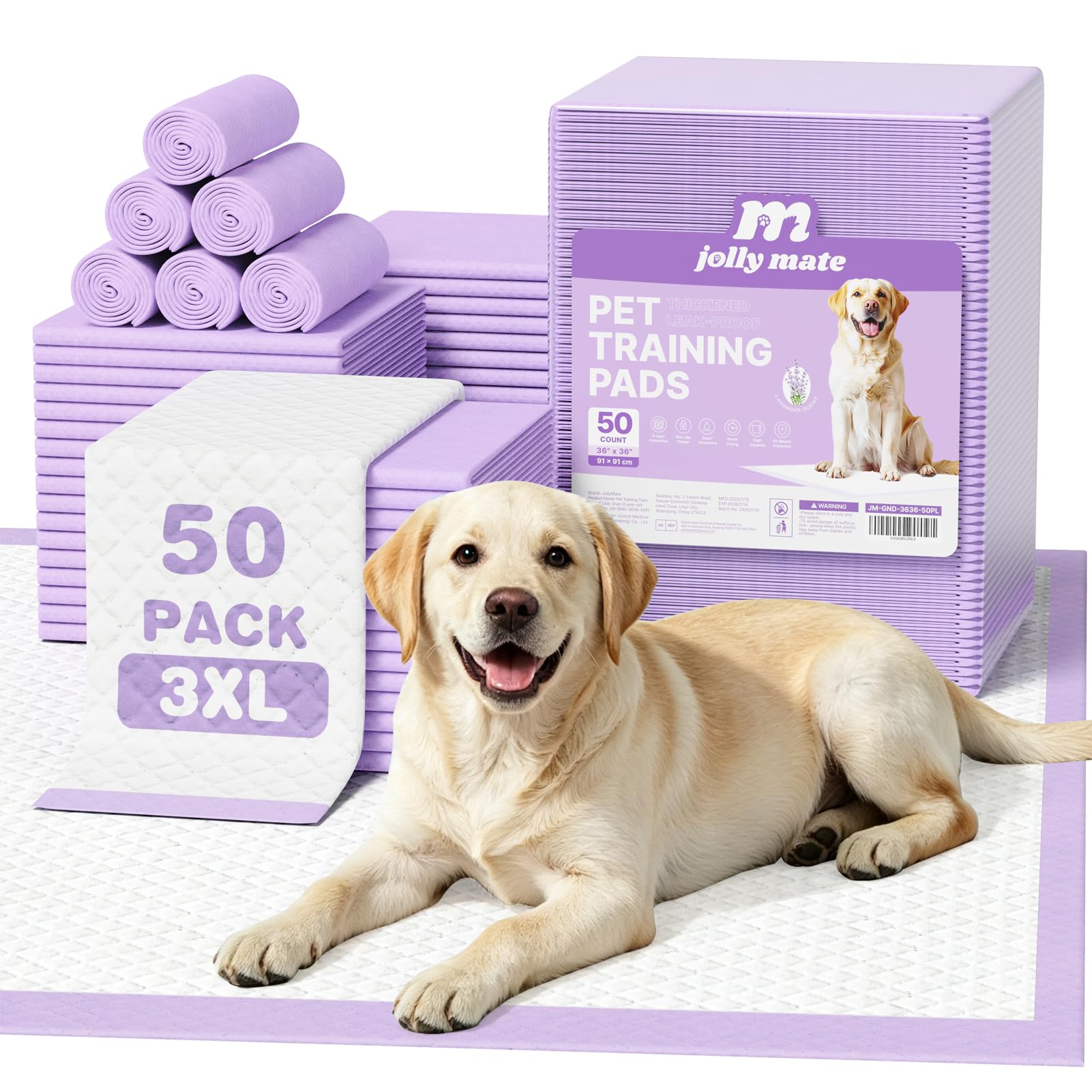 36"x36" Dog Pee Pads-50 Pack Lavender Scented XXXL Potty Pads for Dogs