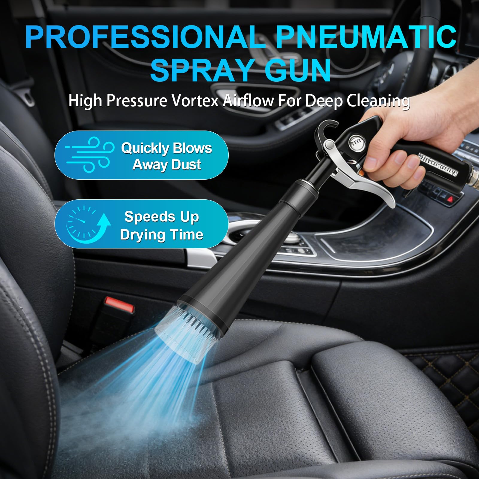 Pistolet à Air Comprimé, Rotation Pneumatique à 360°, Soufflette Air Comprimé à Air Entièrement En Aluminium pour Compresseurs d'air et Composants Automobiles, Séchage et Nettoyage des Véhicules