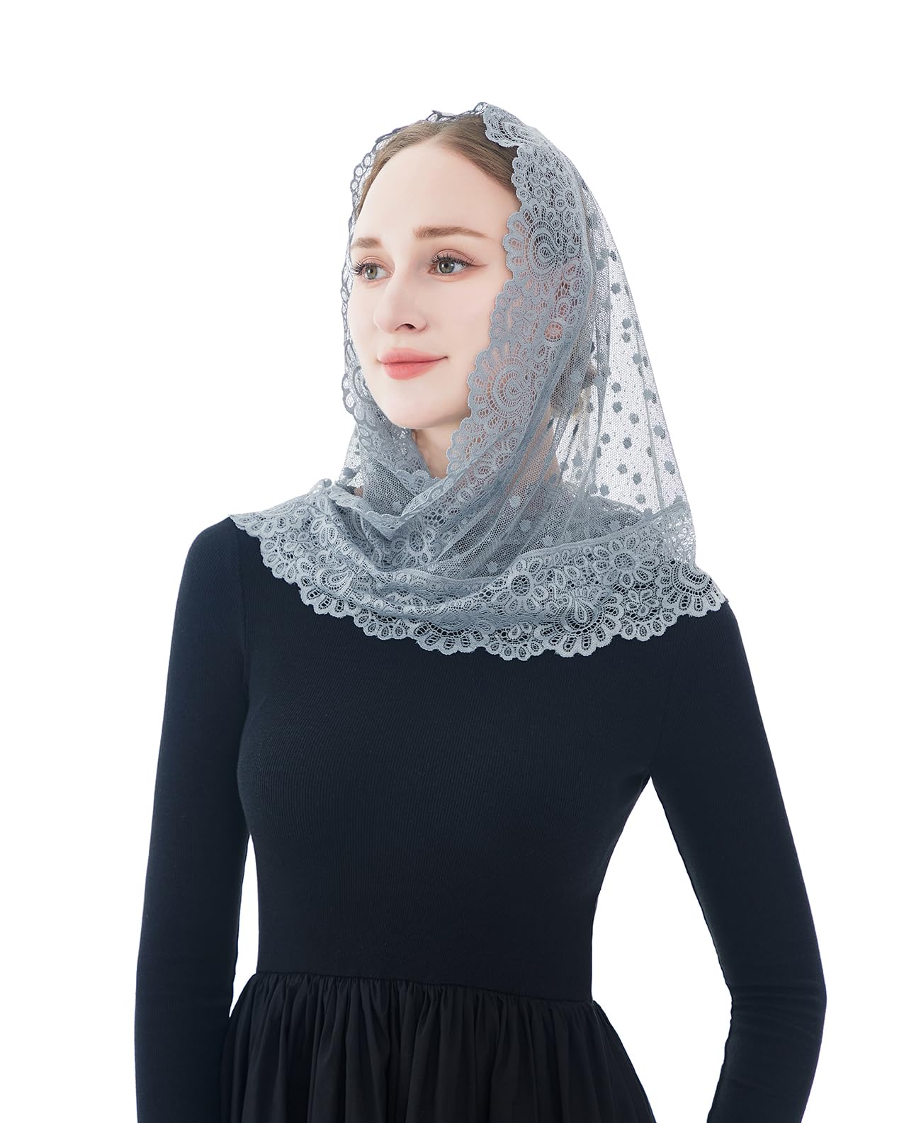 Black Veil Women Bethynas Lace Mantilla Catholic Church Veil