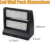 Vista 4 de dephen Paquete de luz LED de pared de 120 W, 5000 K, 16200 lúmenes, giratoria, dos direccionales, ángulo de haz de 60-120 pulgadas, ajustable, IP65