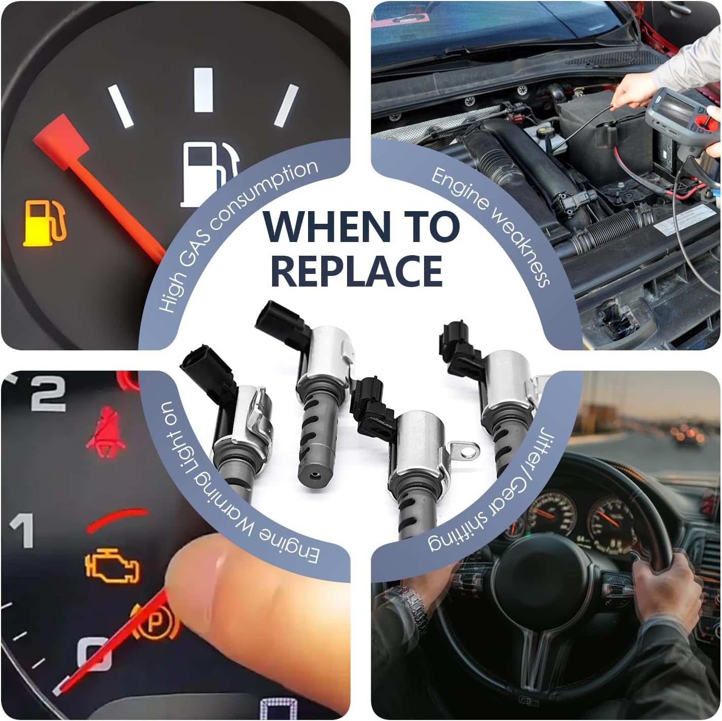 Exhaust Intake Engine Variable Valve Timing Solenoid Camshaft Position Actuator OCV V6 3.5L Compatible with Toyota Avalon Camry Highlander RAV4 Sienna Venza ES350 RX350 Replaces 153300P030 153400P020