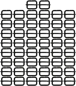 BIKICOCO Metal Slide Adjuster Buckle Tri-Glides with Movable Center Bar, for Straps, 0.8 x 0.6 Inch, Black, Pack of 50