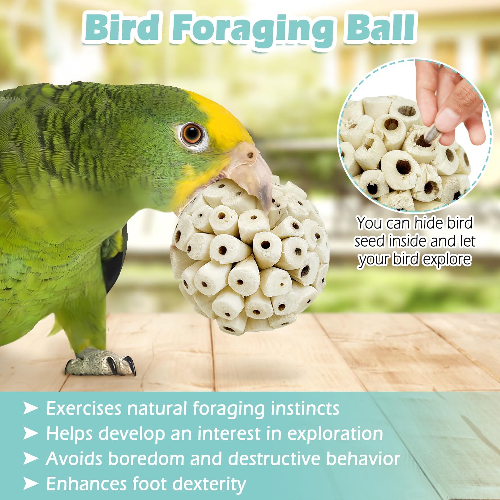 PINVNBY Sola Ball Vogelspielzeug, natürliches weiches Kauspielzeug für Nymphensittiche, Quaker, Papageien, Wellensittiche, Sittiche, Kaninchen, Meerschweinchen, Chinchillas, 12 Stück