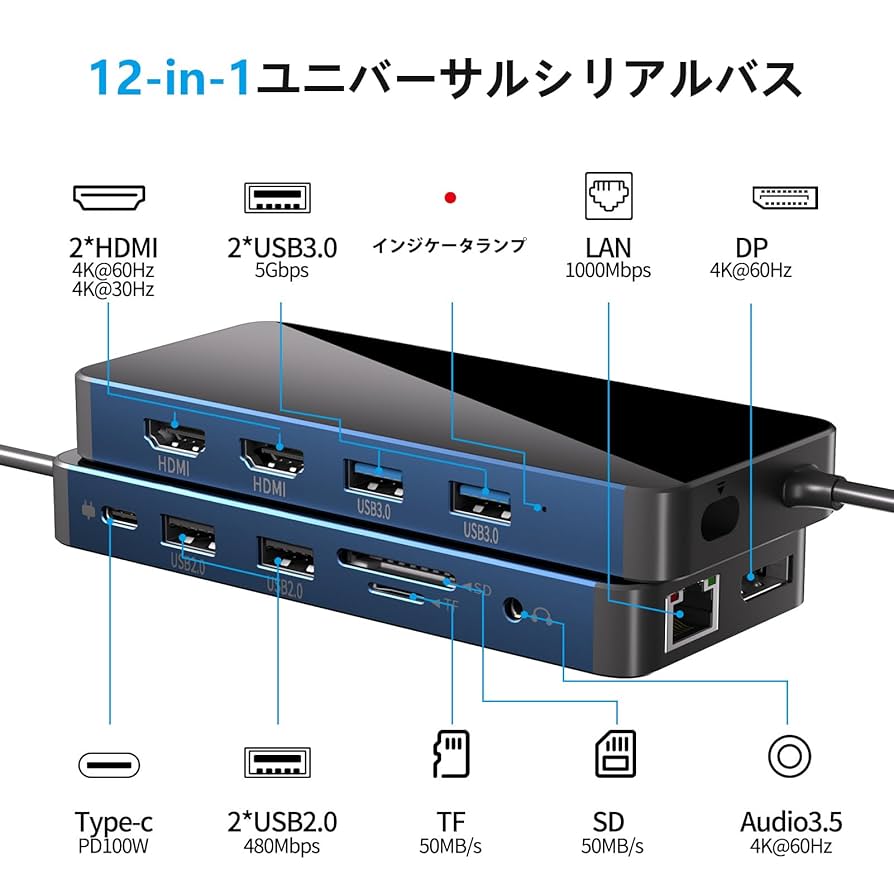 【新品未使用】拡張ドック　4K HDMI Amazon | USB C ハブ ドッキングステーション hdmi 2ポート 4