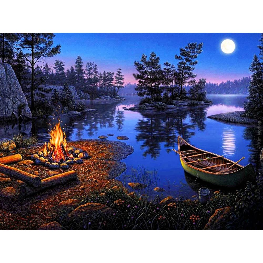 Peinture strass lac de la lune 50x120cm, le cadeau créatif idéal pour adulte