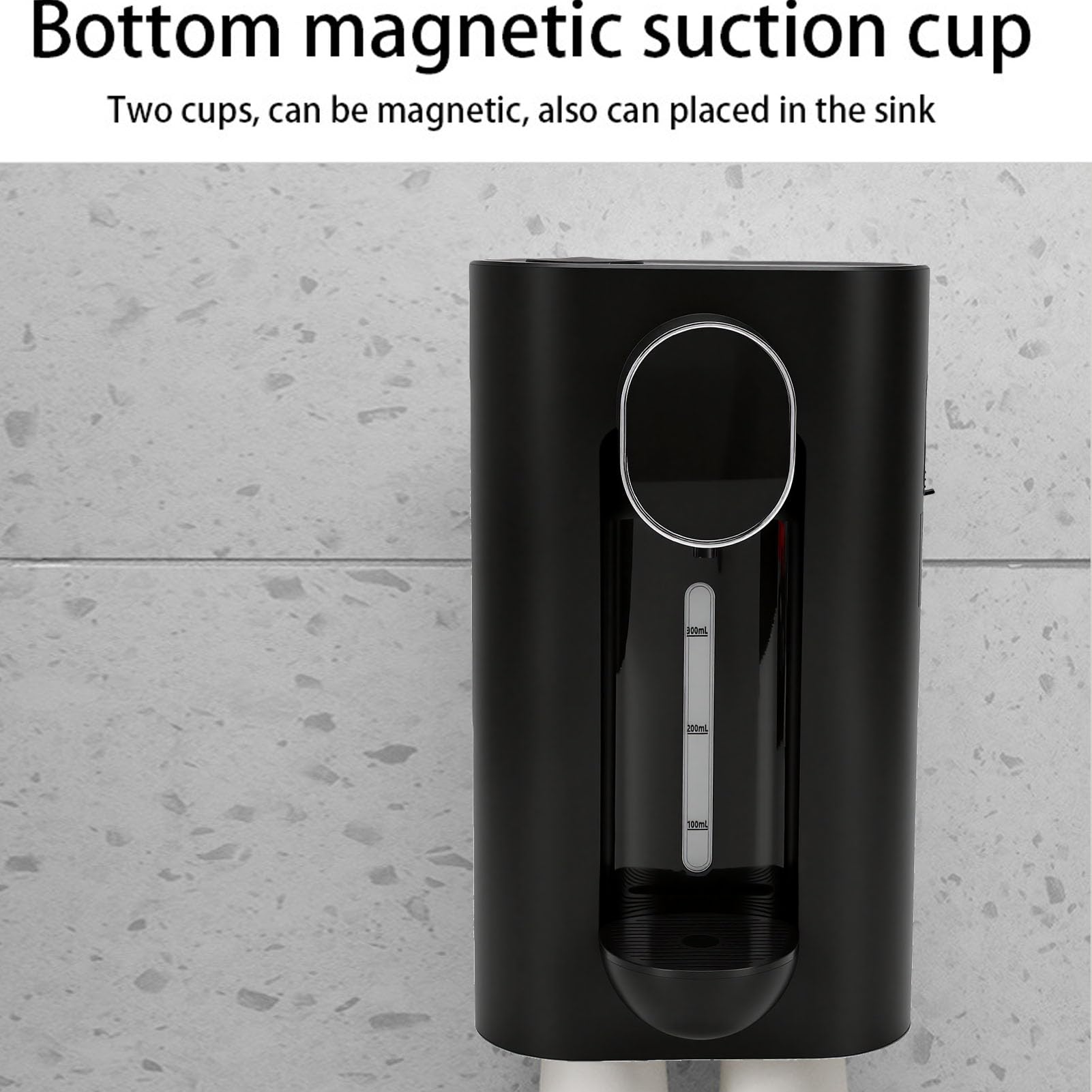 Dispenser Automatico Per Collutorio Di Parete 540 Ml, Schermo LED Con 3 Modalità, 2 Tazze Magnetiche, Dosaggio Senza Tocco, Accessorio Igiene Orale Per Bagno (Nera)