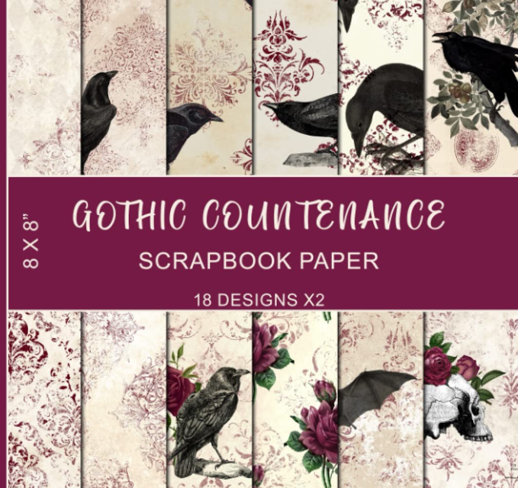 Gothic Countenance Scrapbook Paper: 18 Designs X2, Burgundy and Black ...
