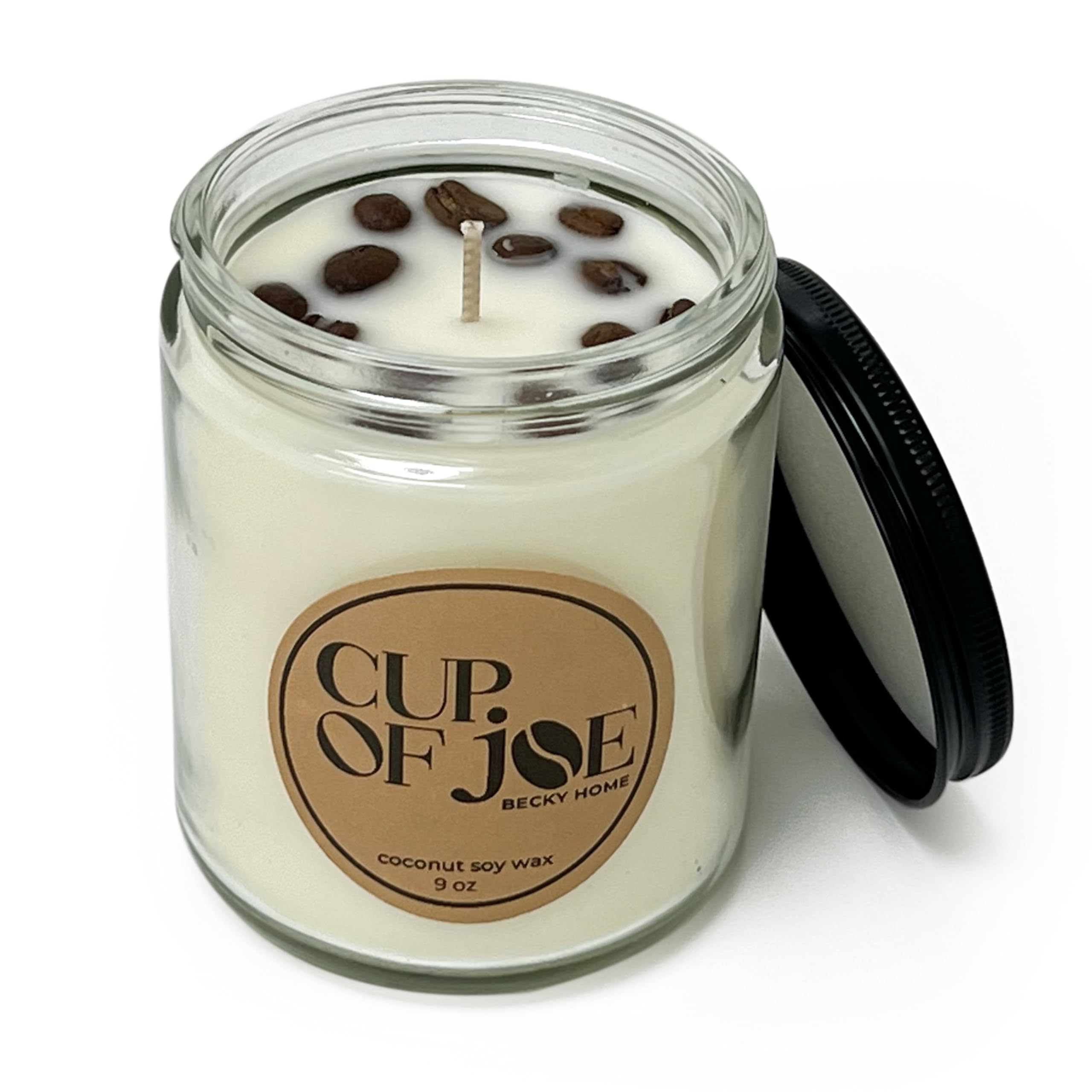 9 oz Fresh Espresso Scented Candle for Women, Macchiato Coffee Gift for Men and Women, Large Jar Clear Glass Candle