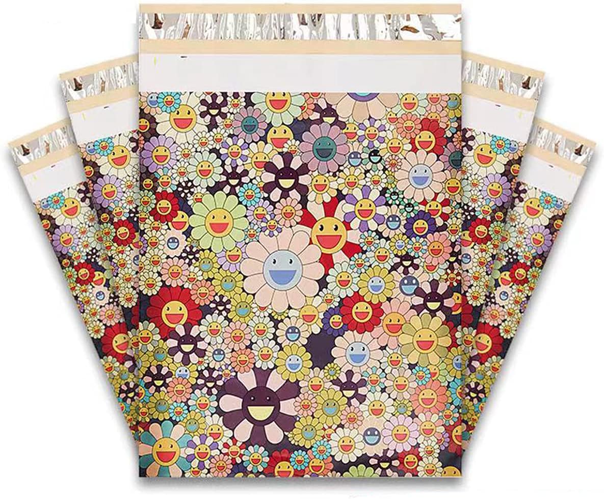 Bamsod50PCS 10''x13'' Pattern Poly Mailers Printed Self Sealing Shipping Poly Envelopes Bag (Sun flower)