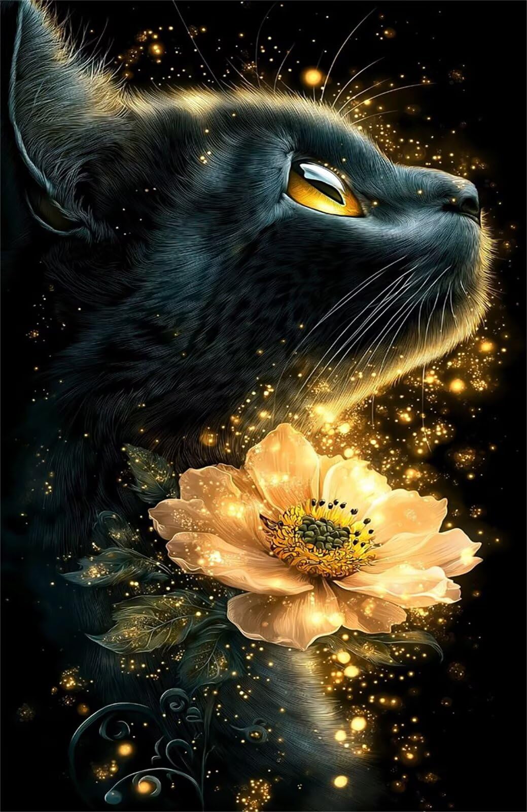 Puzzle de 1500 Piezas para Adultos - Flores Gato Abstractas - Rompecabezas Premium con Reverso de Letras para Clasificación, Regalo de Gama Alta para Aficionados, 87x57 cm