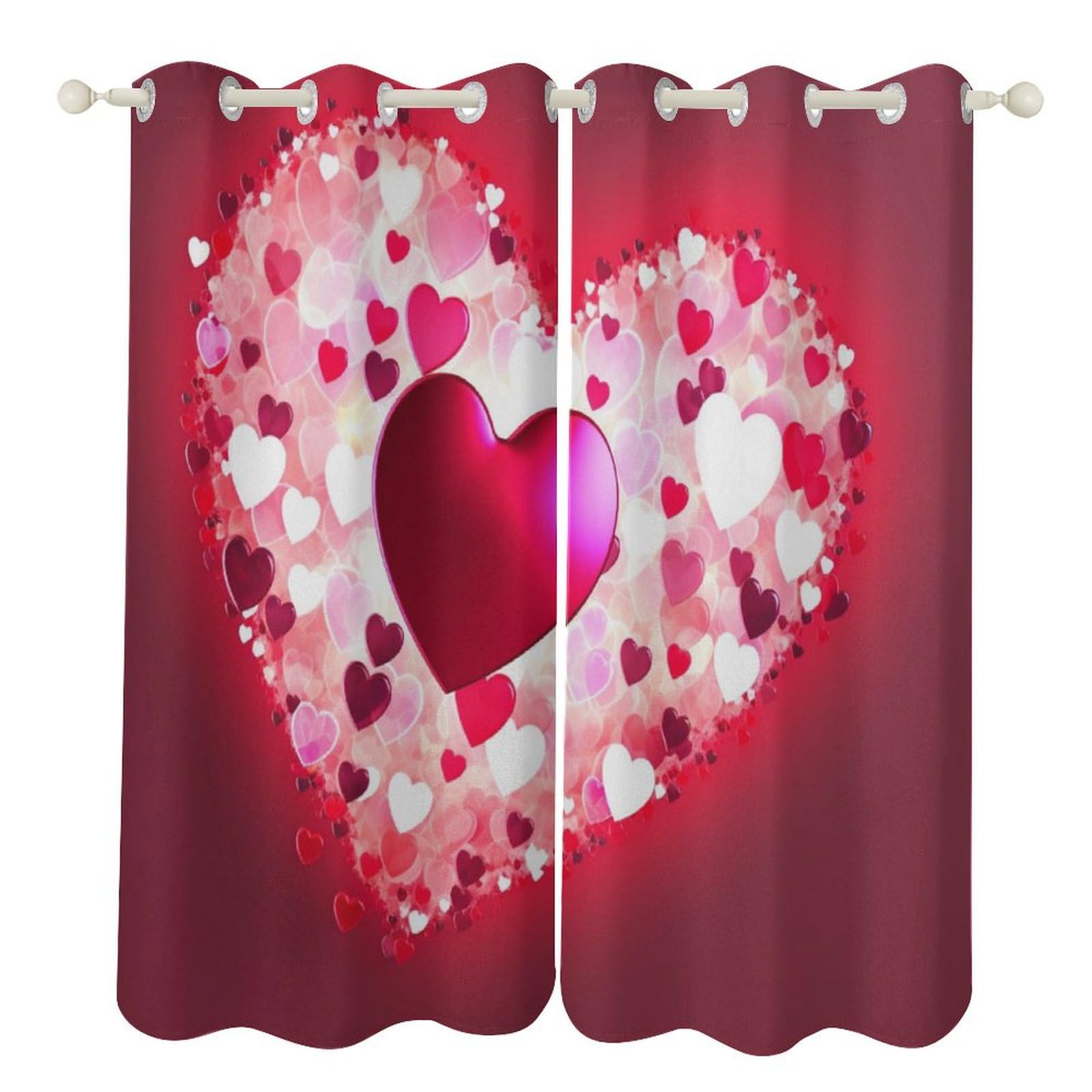 Rideaux occultants thermiques de Saint-Valentin pour cuisine et salon
